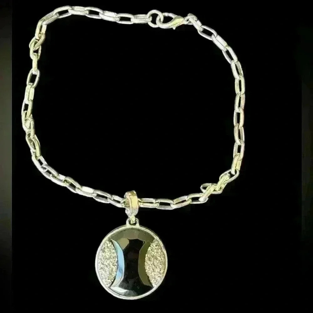 Fabrizio Giannone Black Onyx & Silver Necklace with Authenticity Card & Bag.